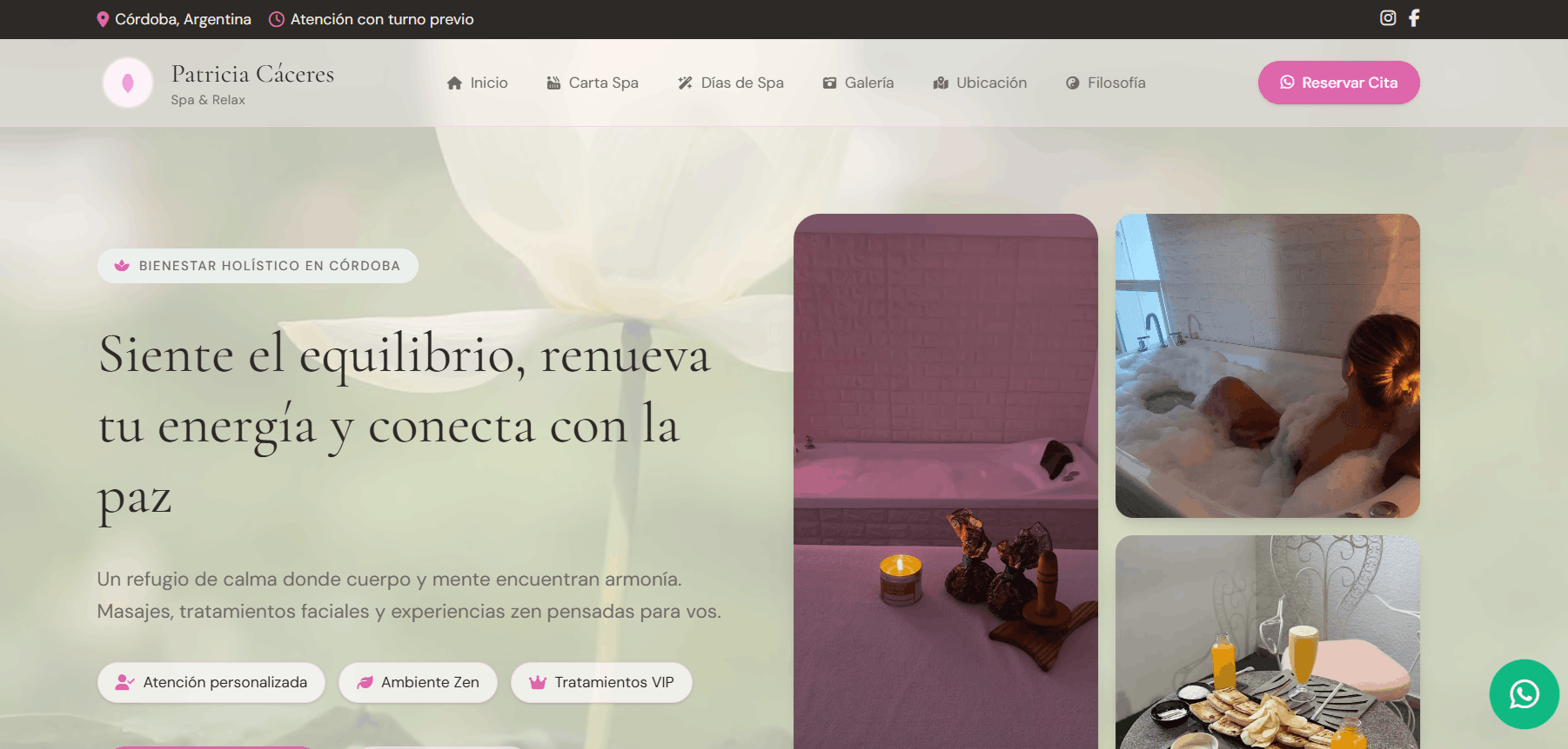 Hero section del sitio con video de fondo y texto principal